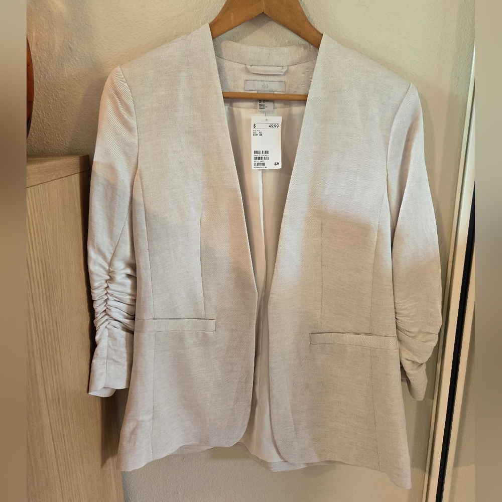 H&M Cream Blazer Relaxed Fit Suit Jacket